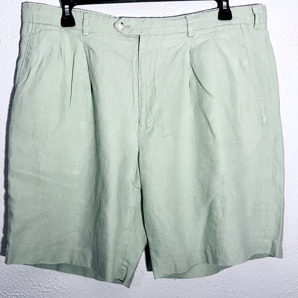 Paul Frederick Linen Green Classic Fit Men's Size 40 Beach Preppy Casual